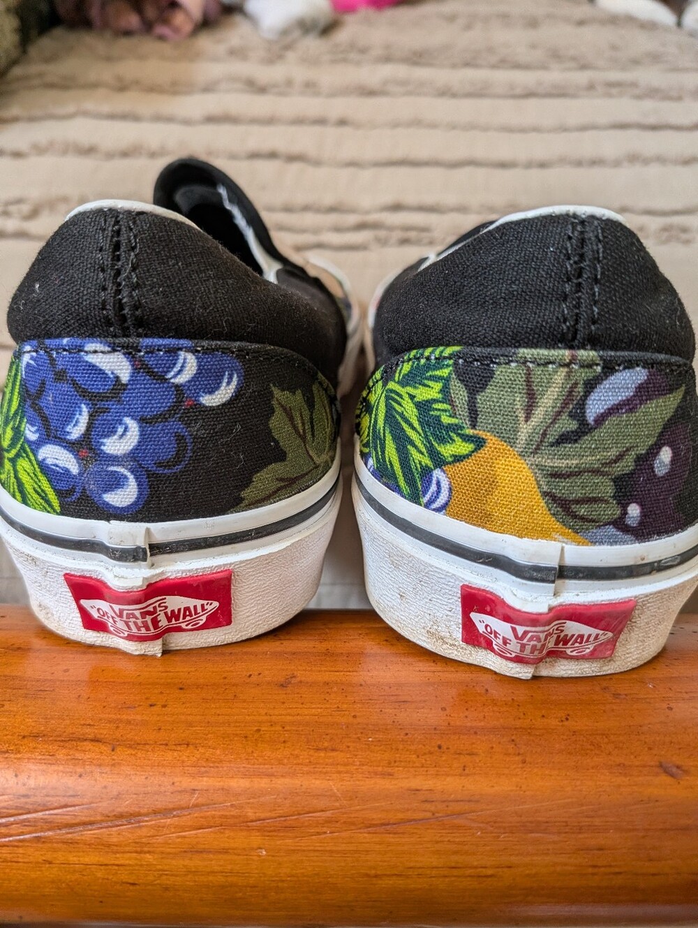 Vans Black Canvas Low-Top Sneakers with Colorful Floral Toe - Picture 3 of 4